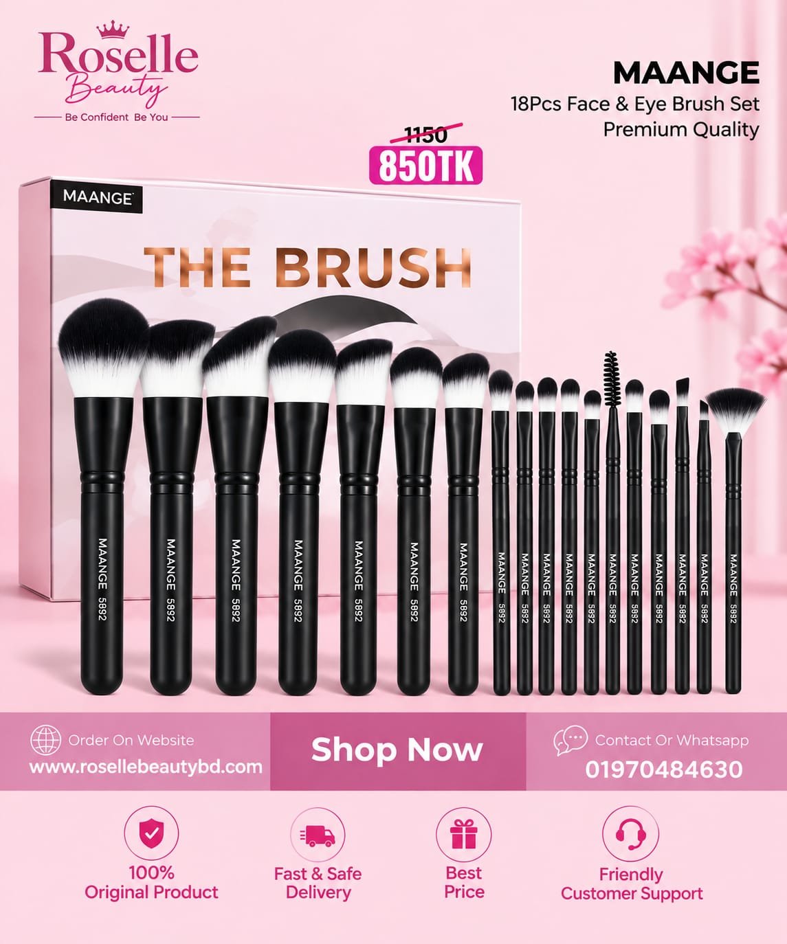 MAANGE 18Pcs Premium Face & Eye Brush Set - Image 2