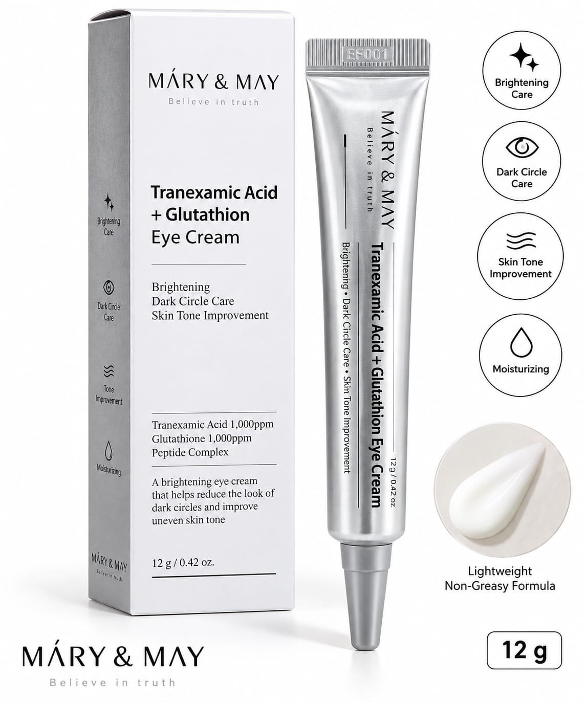 MÁRY & MAY Tranexamic Acid + Glutathione Eye Cream