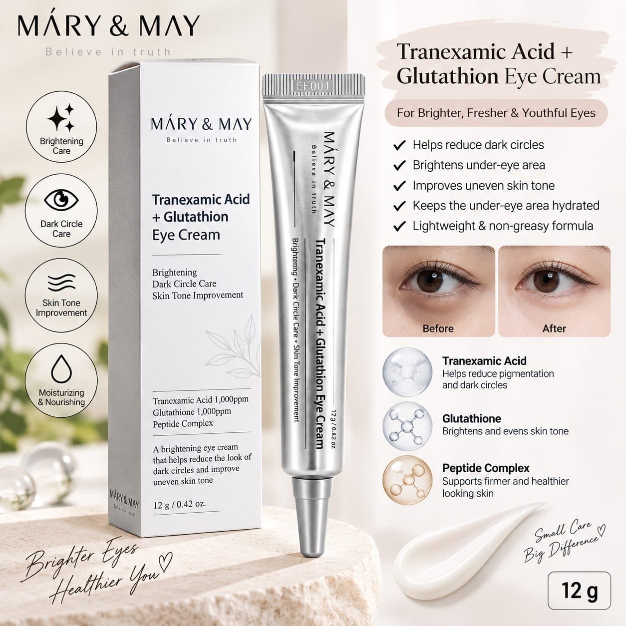 MÁRY & MAY Tranexamic Acid + Glutathione Eye Cream - Image 2