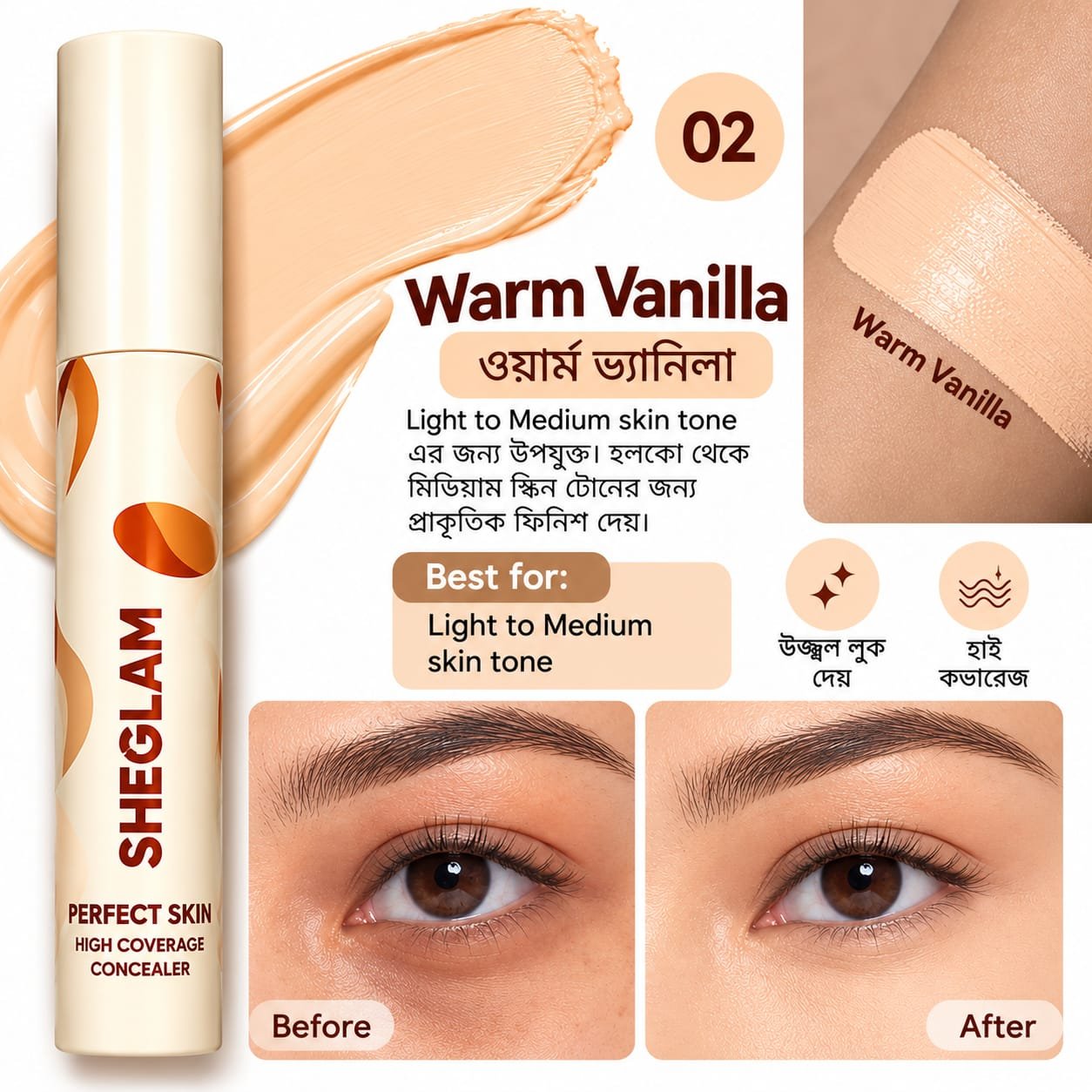 SHEGLAM Perfect Skin High Coverage Concealer - Image 4