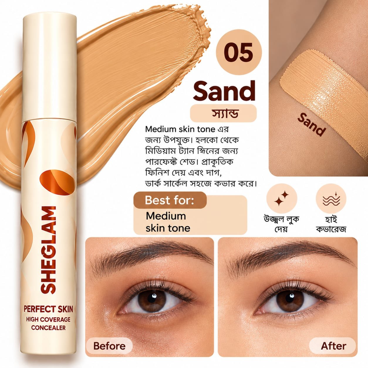 SHEGLAM Perfect Skin High Coverage Concealer - Image 7
